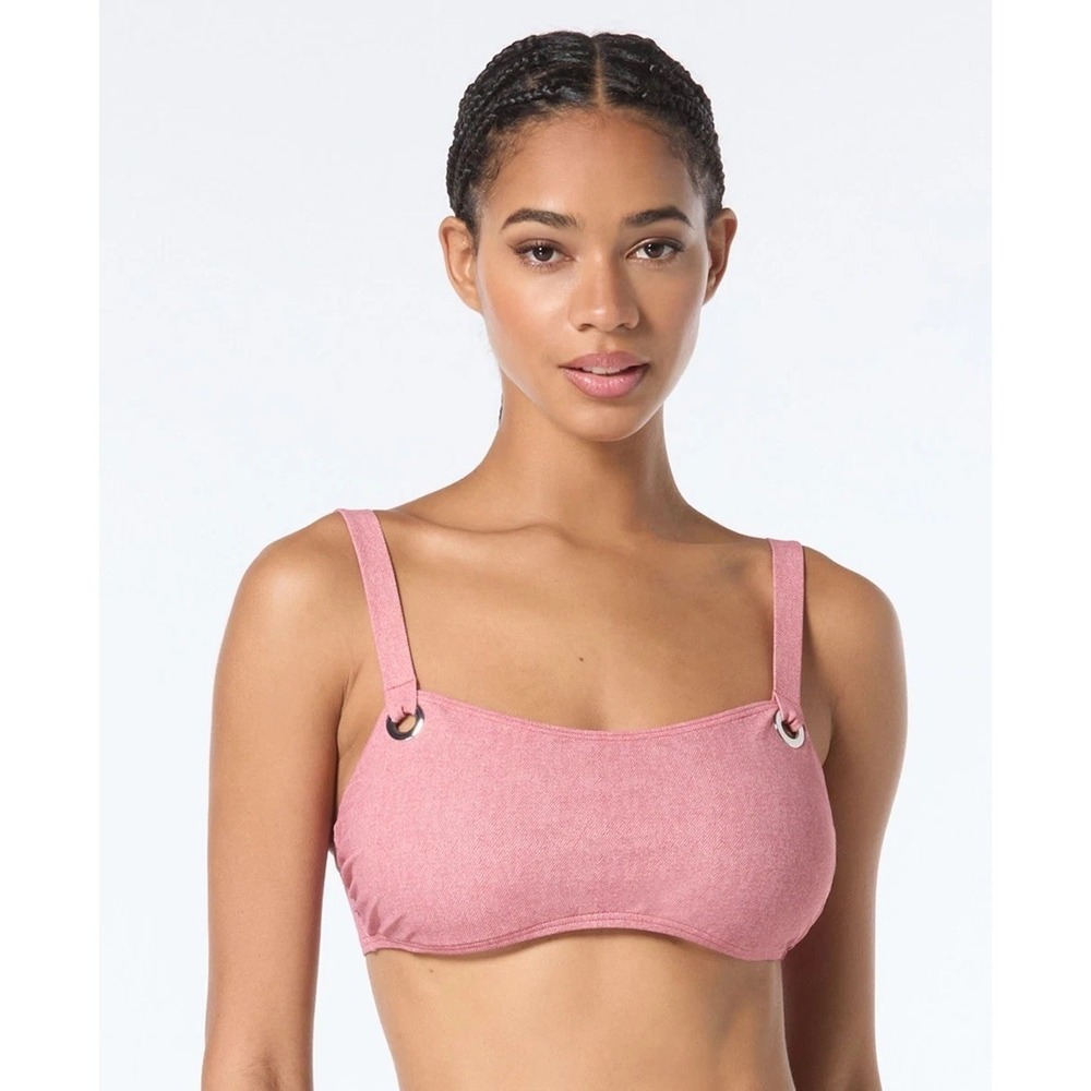NWT Michael Michael Kors L17816 Grommet Square-Neck Bikini Top Rosewater Size M
